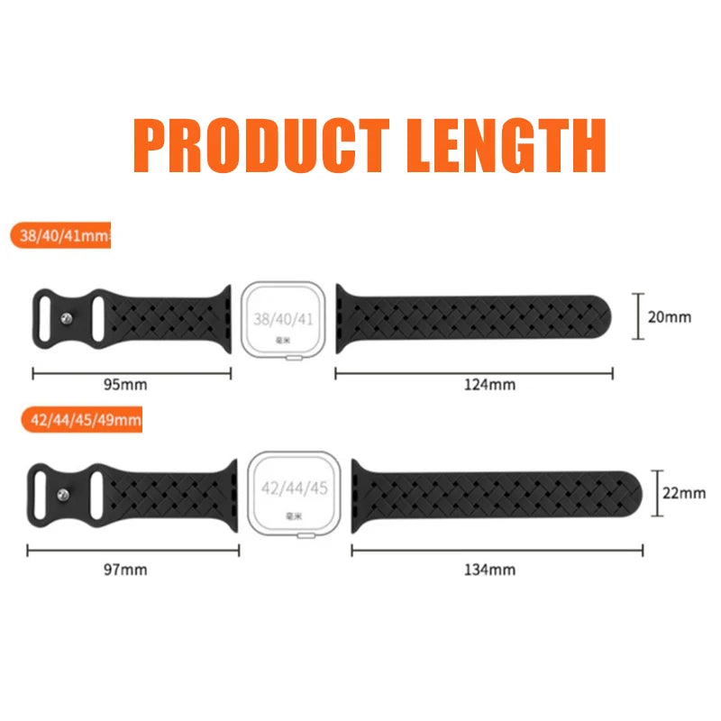 Woven Loop Silicone Strap for Apple Watch Band Ultra 49mm 44mm 40mm 45mm 42mm Sport Bracelet for IWatch Series 8 7 6 5 4 3 2 1