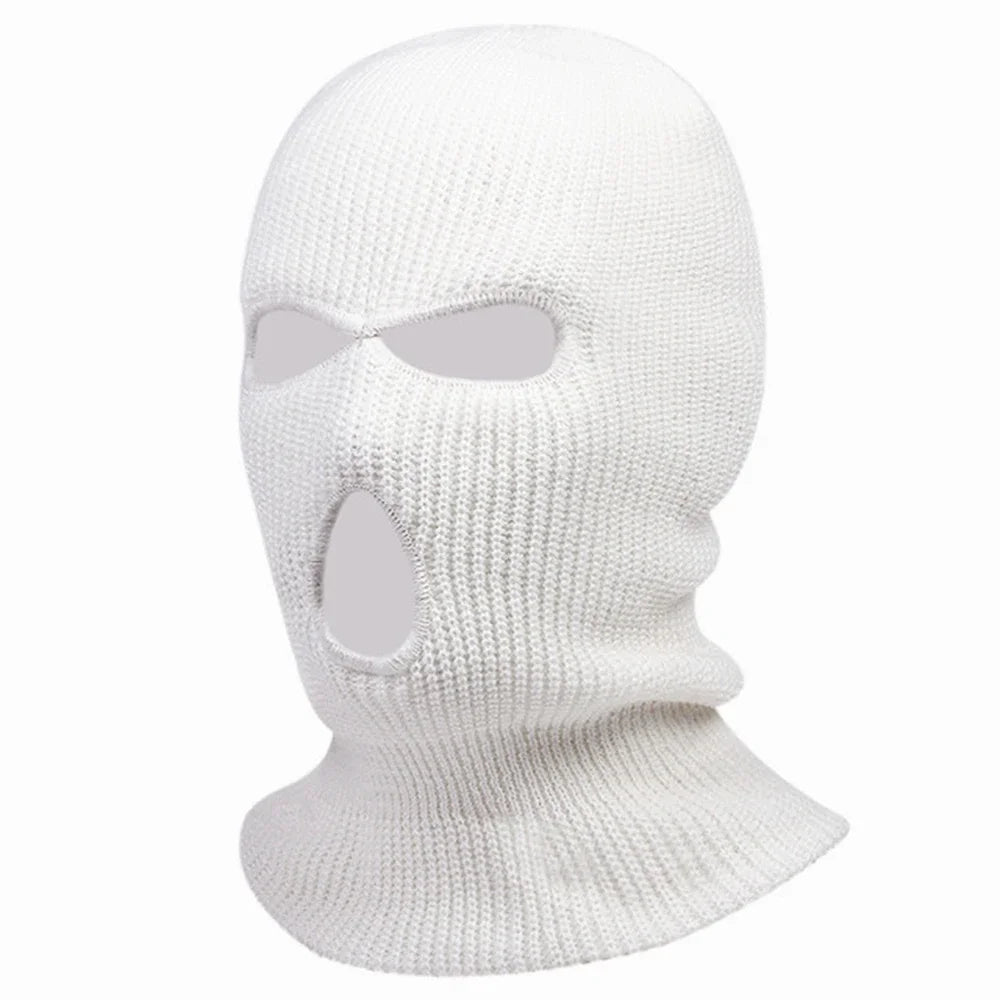 3Holes Winter Warm Unisex Balaclava Mask Hat Embroidery Full Face Mask Knitted Cycling Ski Snowboard Hat Cap Hip Hop Beanie Gift
