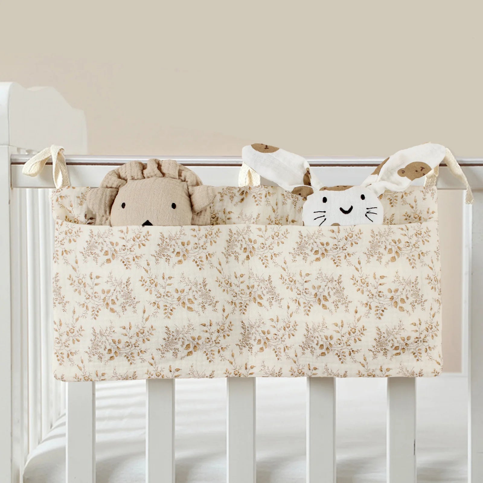 Baby Crib Organizer Cot Caddy Bed Storage Bag 2 Pockets Bedside Hanging Diaper Nursery Toys Bag Diapers Stroller Organize