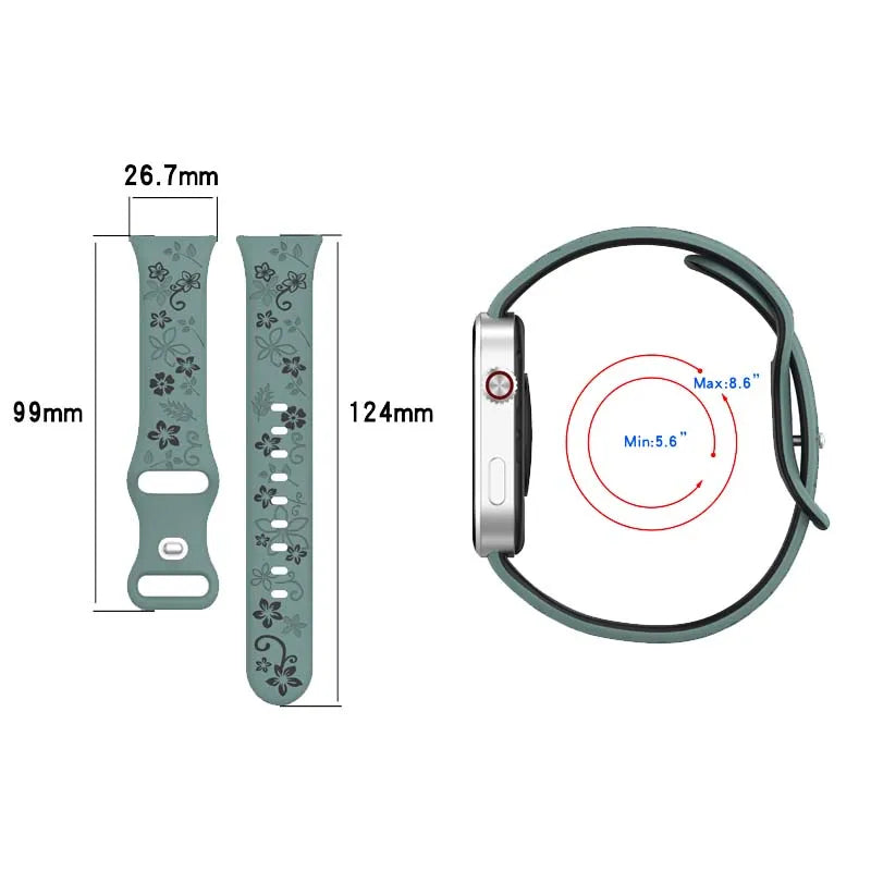 Two tone floral carved soft silicone strap for Redmi watch 4/5/6/Mi Band 8/9 PRO,suitable for Halloween,Thanksgiving, Christmas
