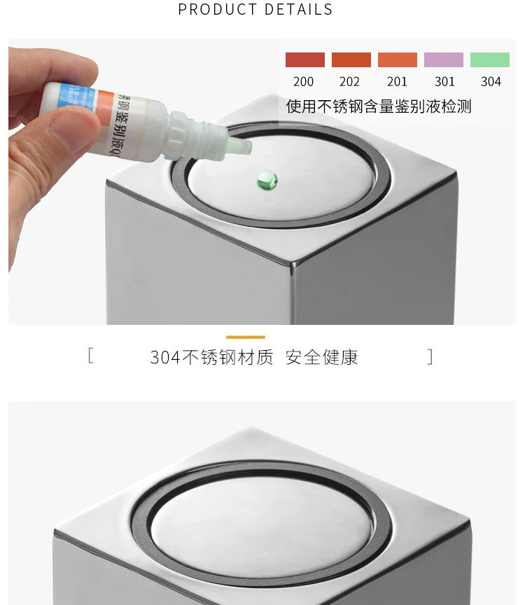 304 Stainless Steel Toothpick Holder Storage Box Press Bracket Automatic Spring Cover Cotton Swab Storage Box Home Decoration