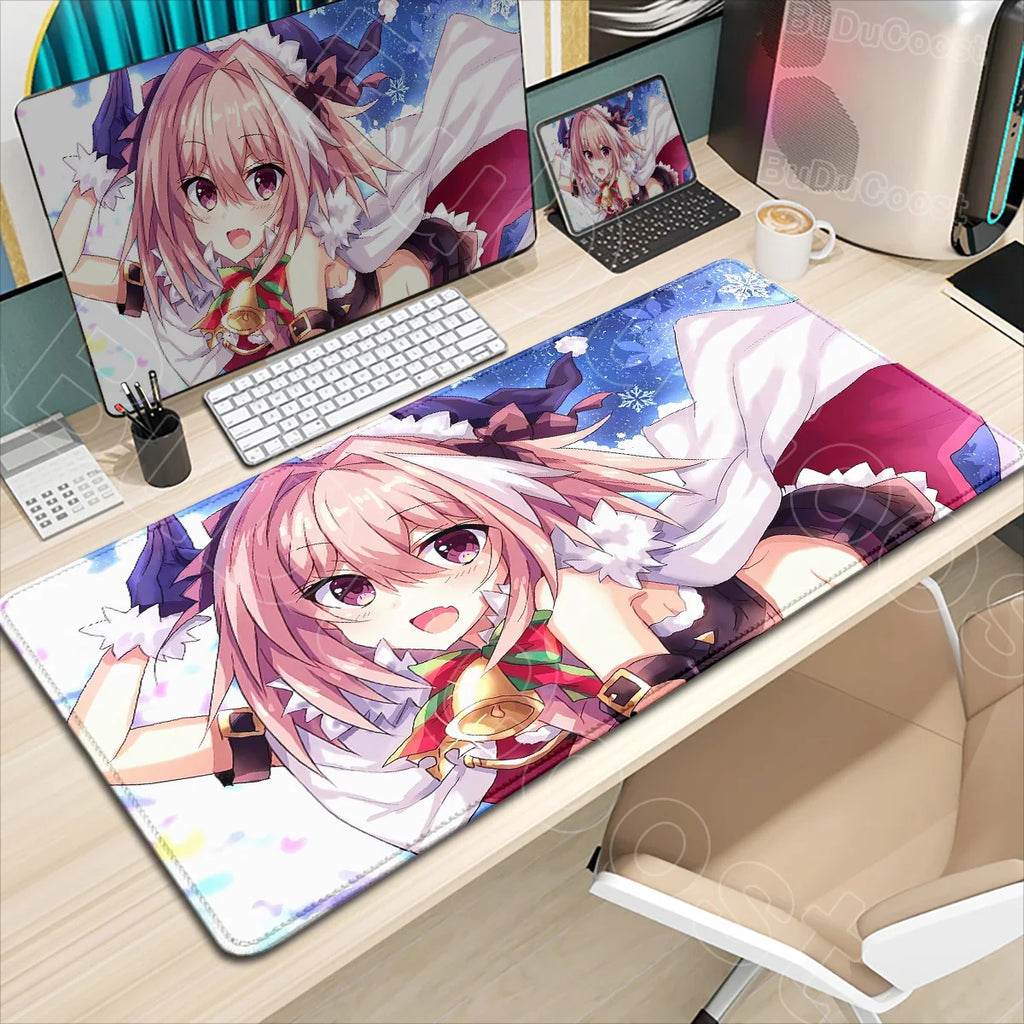 Astolfo Mousepad HD Print Anime Girl Computer Gamer Locking Edge Non-slip Rubber Mouse Pad Keyboard PC Desk Pad Table Decoration