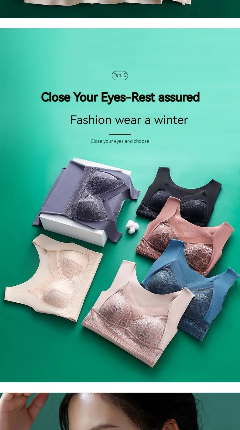 Women Thermal Underwear Winter  Bottoming Top Seamless Thick Double Layer Warm Lingerie Warm bra Sports underwear
