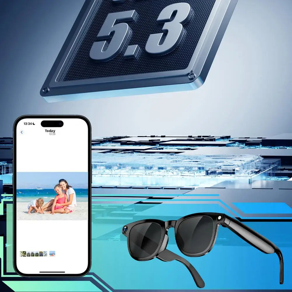 AI Glasses Smart Wearable 12 Megapixel Camera Video For Travel Recording 2K HD Hands Free Photo Capture Carry Gadget Tools