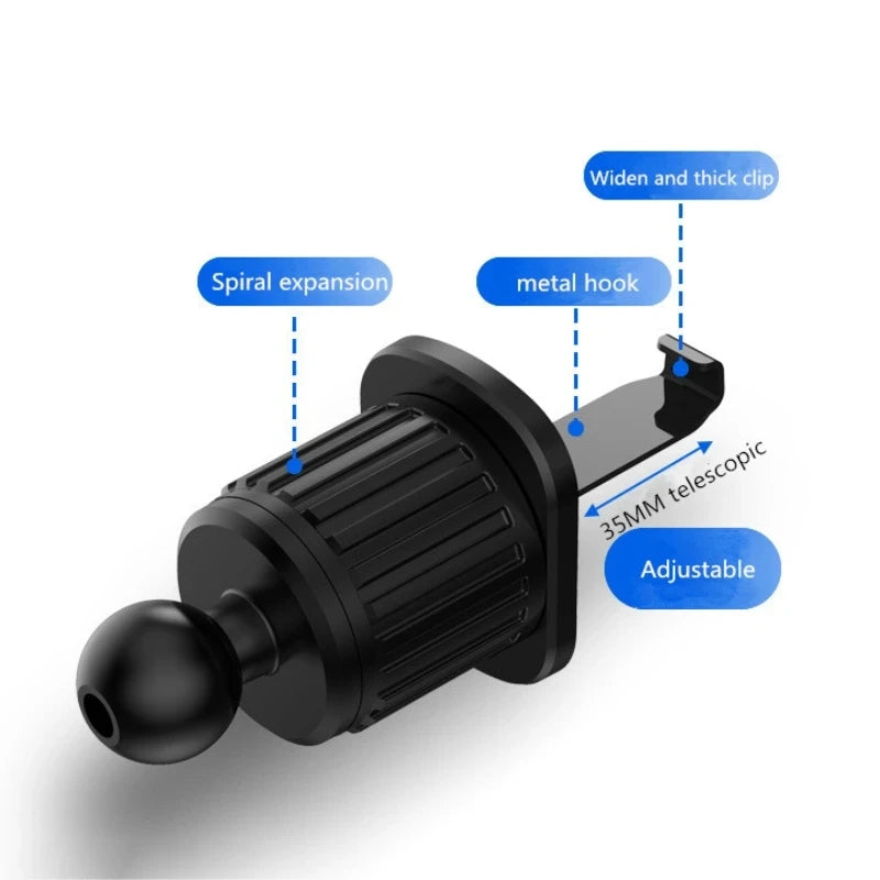 Universal Car Phone Holder Air Vent Hook Clip Mount 360 Degree Rotation Installation Anti Shake Supports Xiaomi For Mobile Phone
