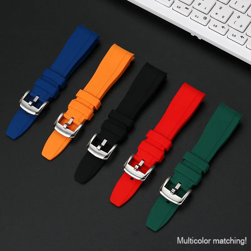 22mm curved rubber watch strap for Mido New Multiport TV Series M049.526 Watch Band Men's Soft Waterproof Wristband Bracelet