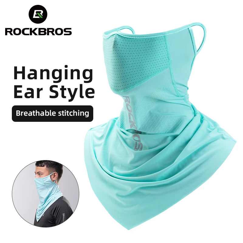 ROCKBROS Ice Silk Cycling Face Mask UV Sun Protect UPF50+ Summer Breathable Collar Scarf MTB Road Motorcycle Bike Bicycle Mask
