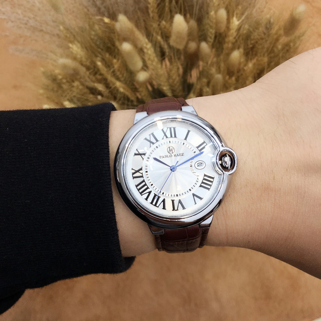 Pablo Raez Couple Watch for Men Women Reloj Mujer Man Quartz Wristwatch Male Simple Leather Strap Ladies Roman Numerals Clock