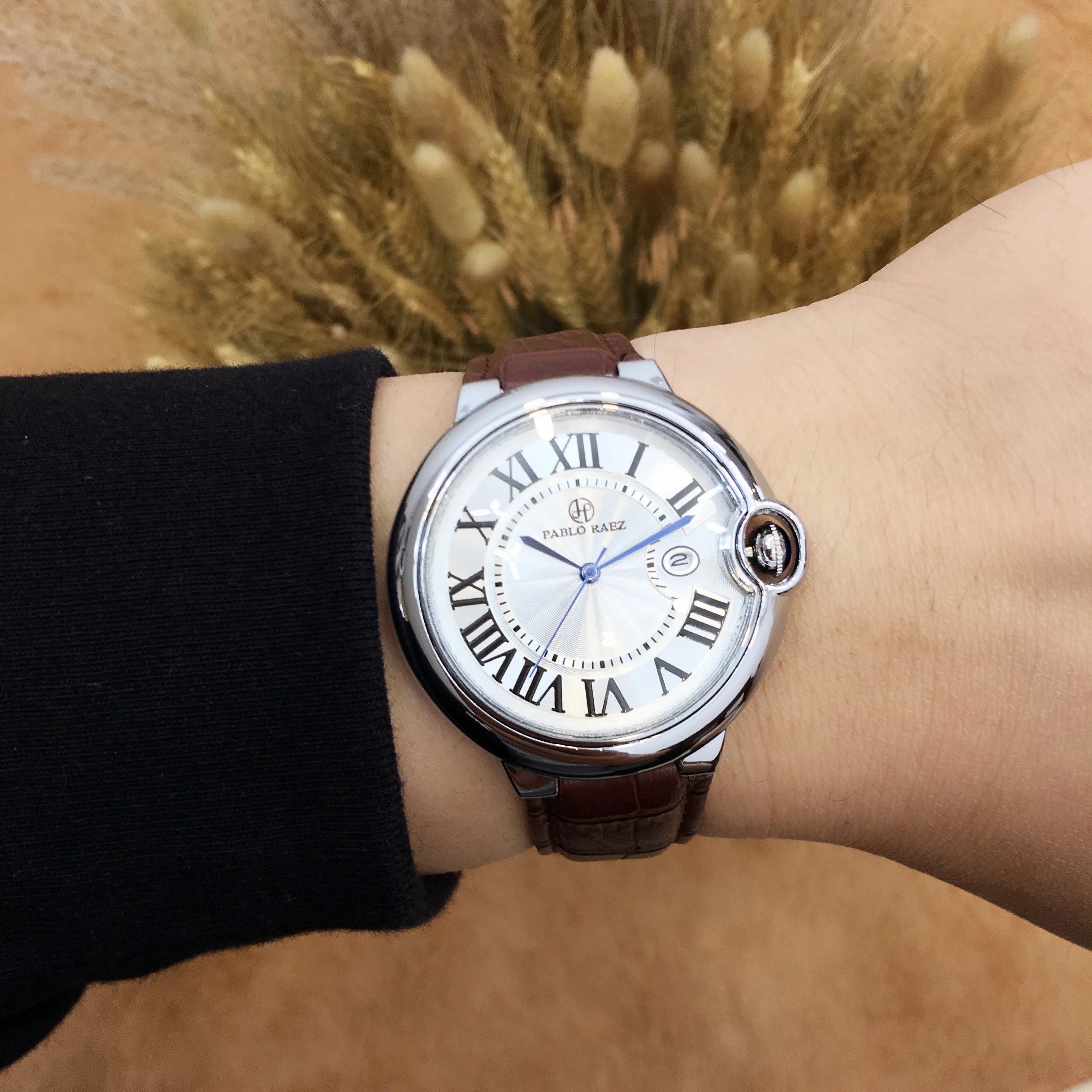 Pablo Raez Couple Watch for Men Women Reloj Mujer Man Quartz Wristwatch Male Simple Leather Strap Ladies Roman Numerals Clock