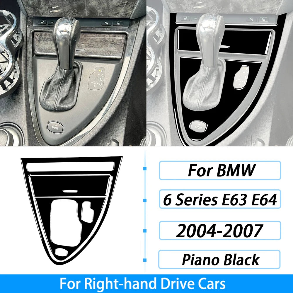 For BMW M6 6 Series E63 E64 2004-2010 Piano Black Gear Shift Air Outlet Window Lift Panel Set Car Interior Accessories Sticker