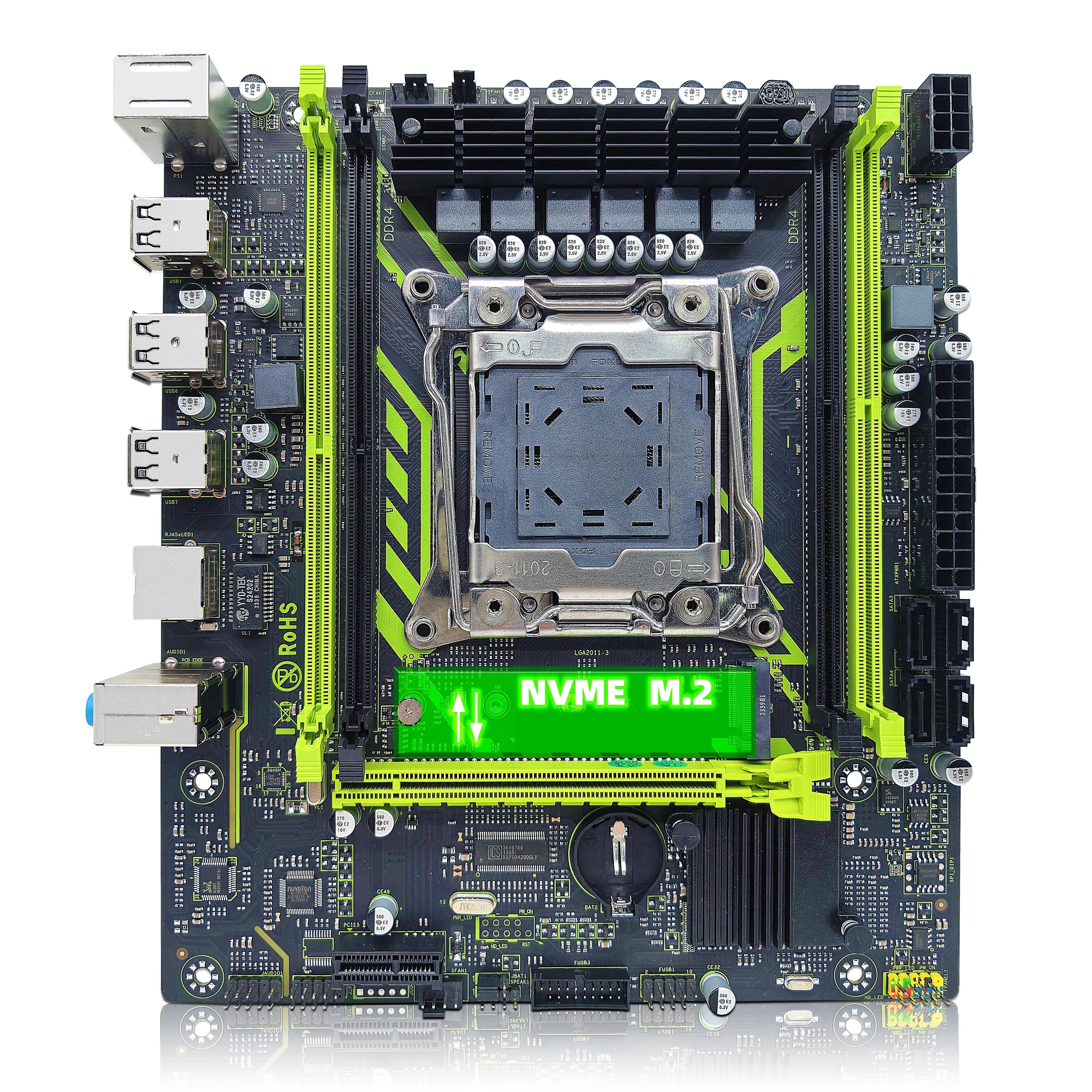 ZSUS X99-8D4 Motherboard Set Kit With LGA2011-3 Xeon E5 2650 V3 CPU DDR4 16GB (1*16GB) 2133MHZ RAM Memory NVME M.2 SATA