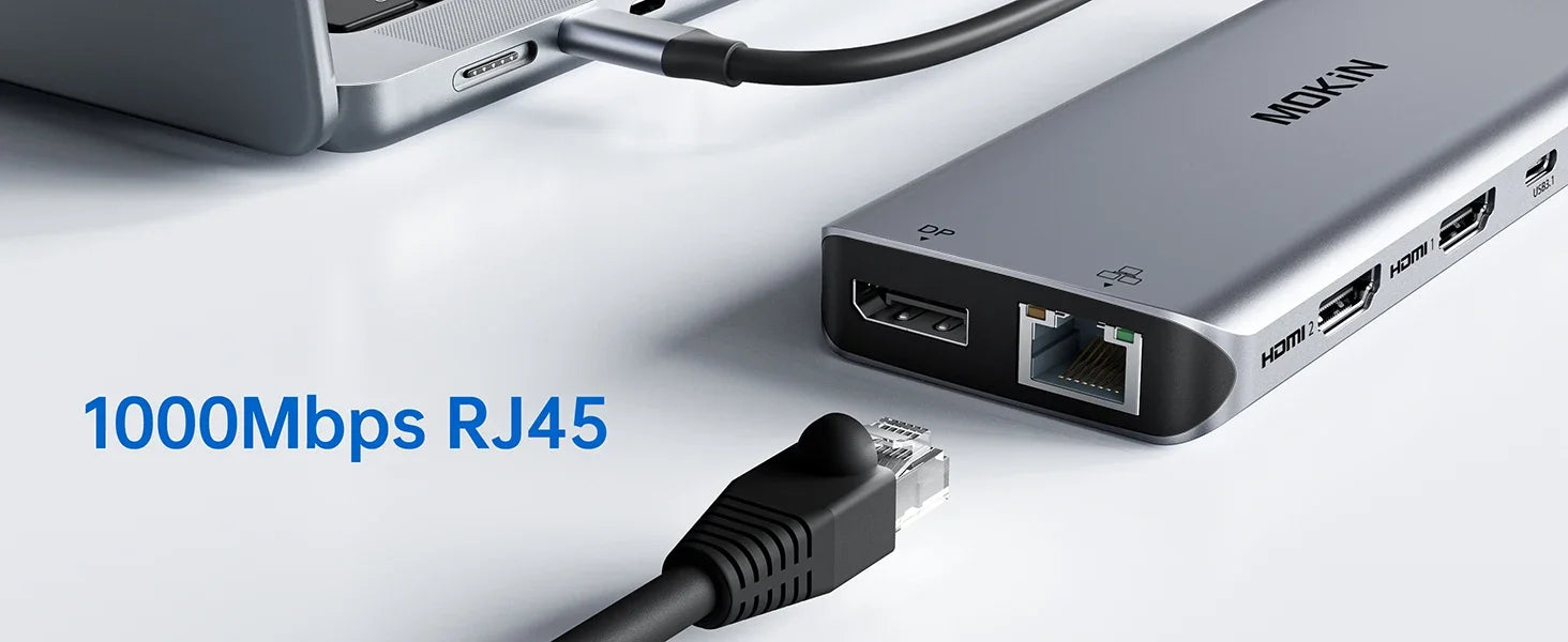 MOKiN USB C HUB 4K60Hz Type C to DP RJ45 SD&TF PD 100W Adapter Dock for MacBook Pro Air M2 M1 3*USB 3.1 10Gbps Splitter usb hub