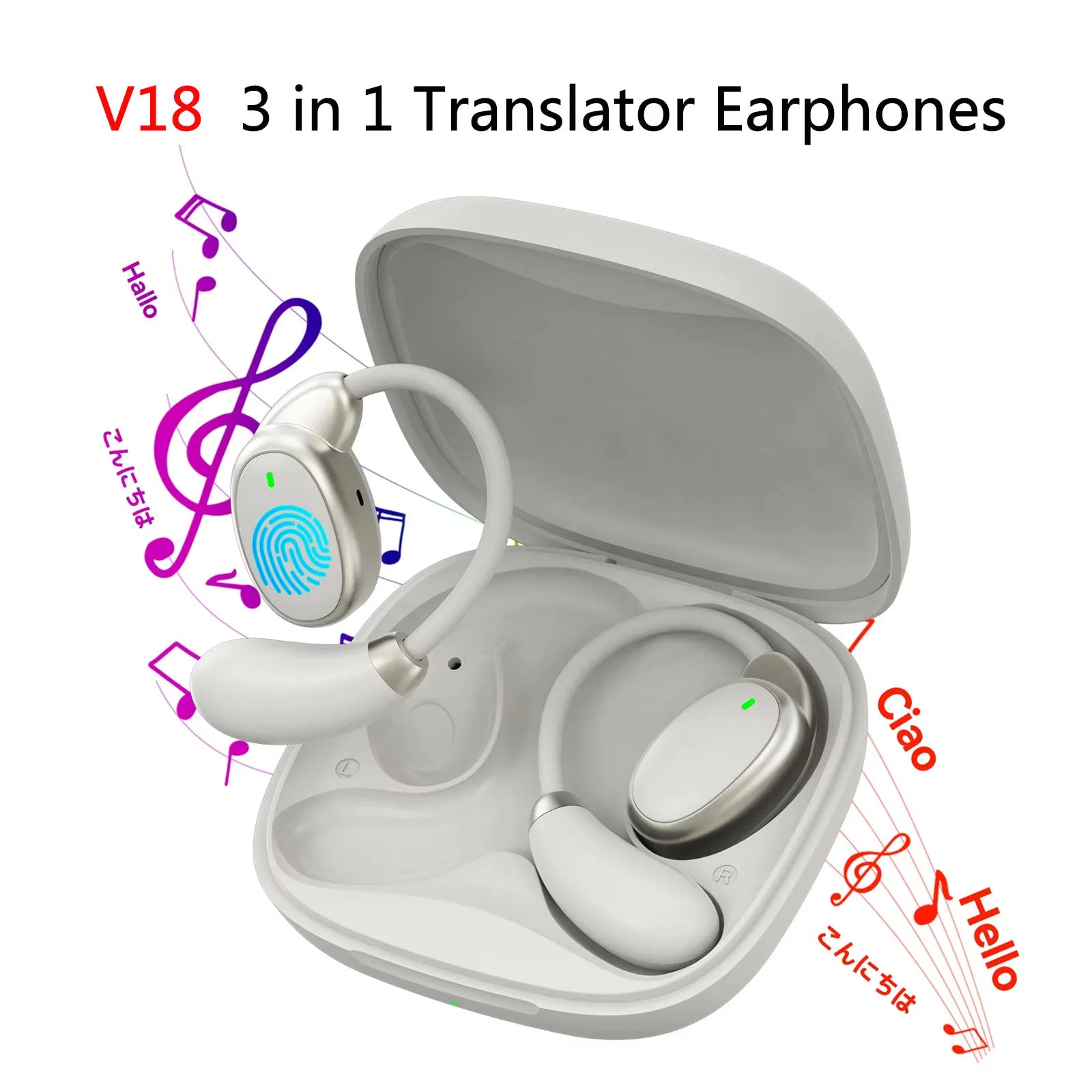 Language Translator Earbuds 150 Languages Two-way Real-time Translation Instant Voice Translator for Travel Learning Business
