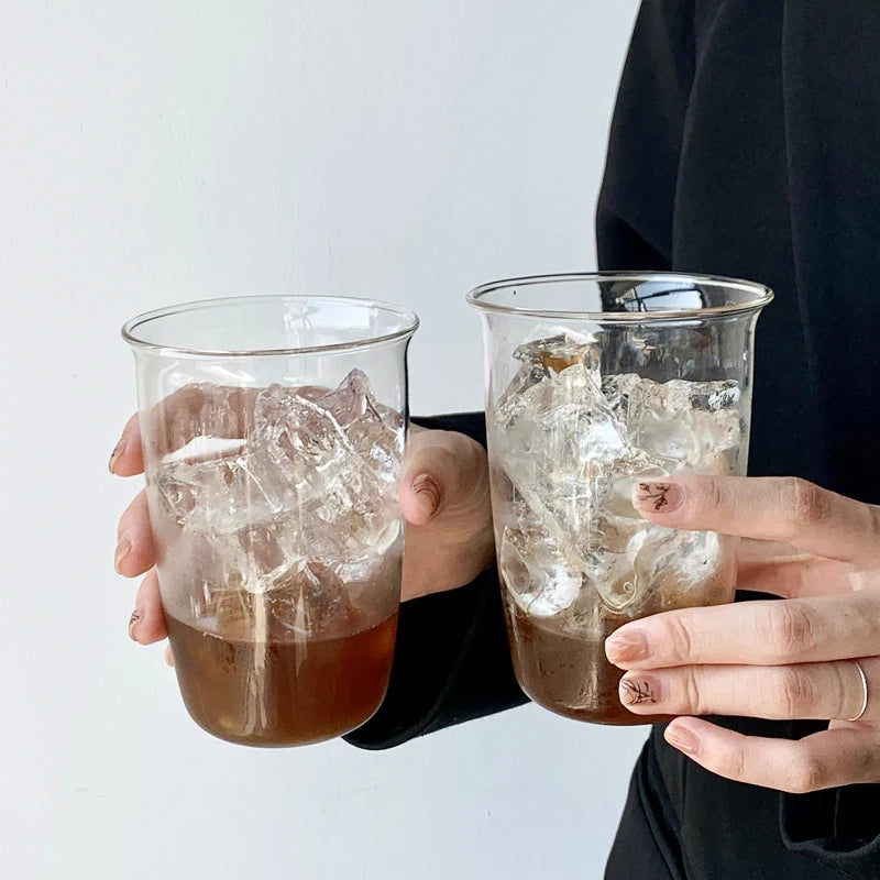 Functional Glass Coffee and Latte Cups, Transparent Milk and Juice Mugs, Simple Household Drinkware, Coffeeware Water Bottles.