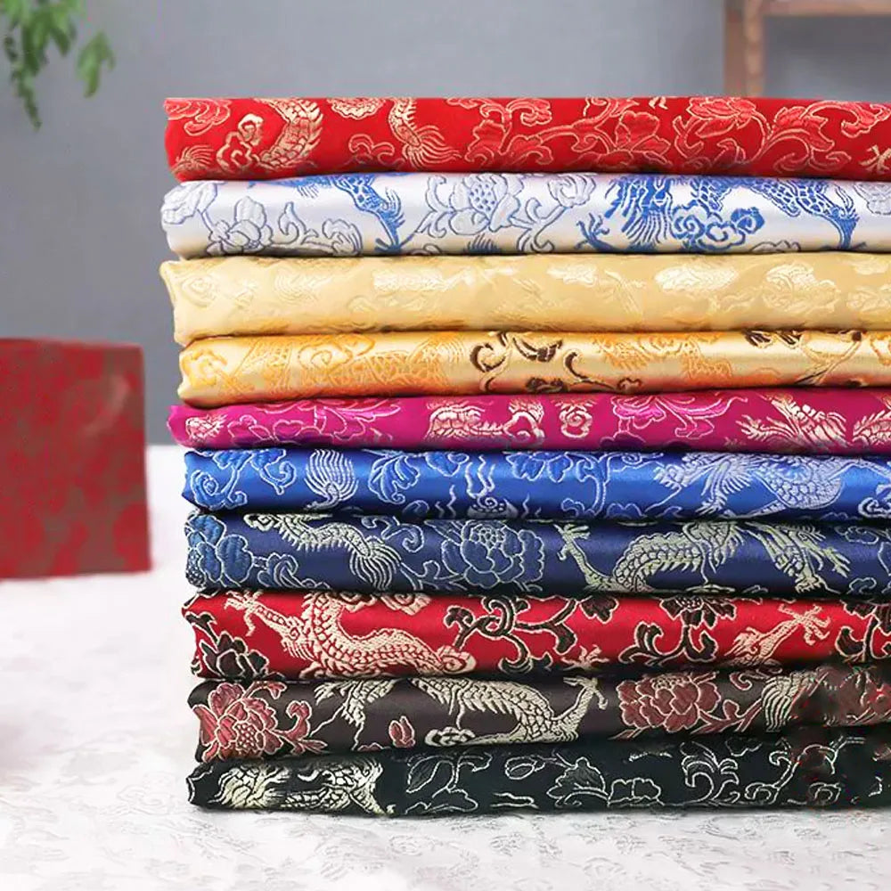 Chinese Dragon Pattern Brocade Jacquard Damask Fabrics Imitation Silk For Cheongsam Garment DIY Designer Cloth Patchwork Pillow