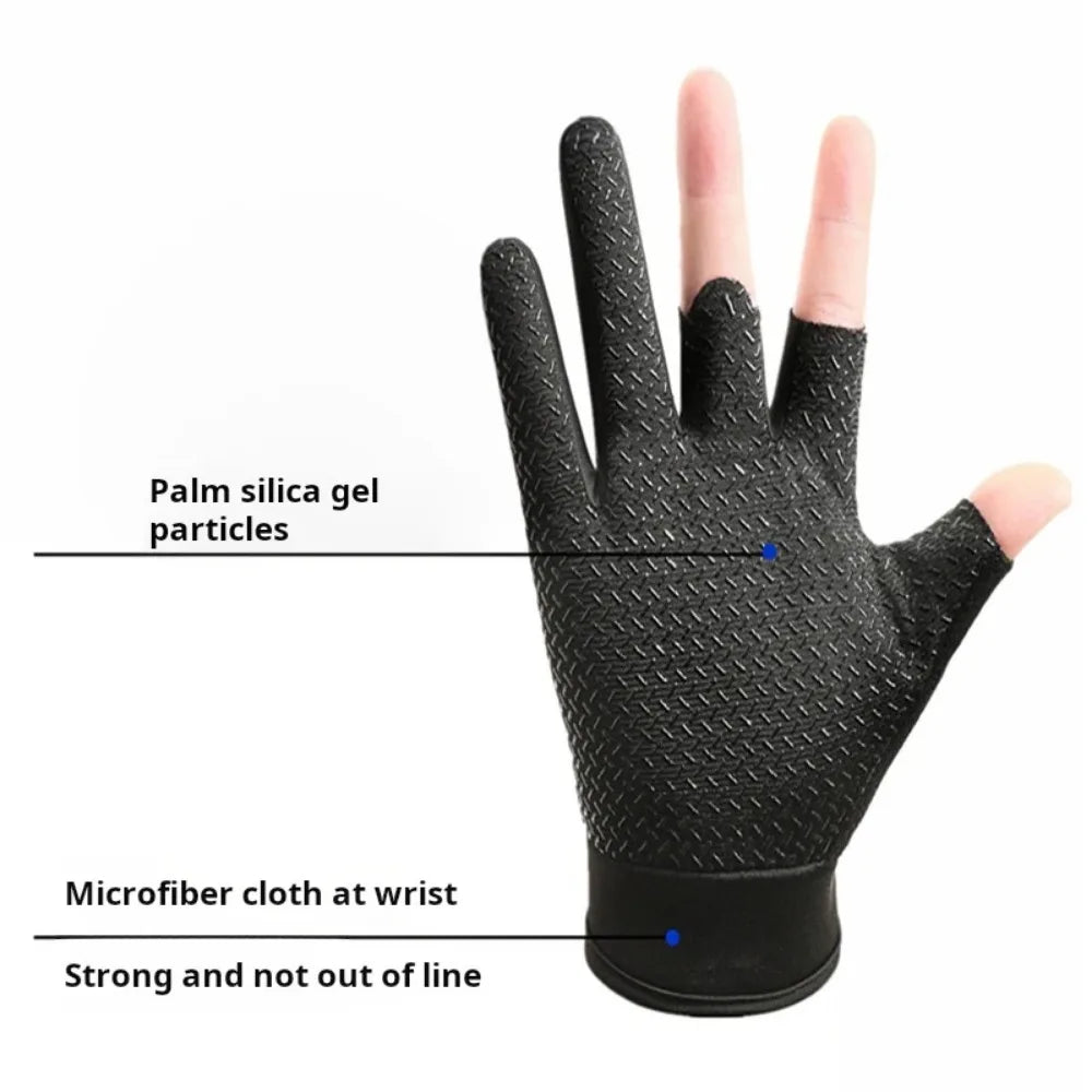 1 Pair Fishing Gloves for Men Summer Fishing Road Sub Sunscreen and Anti Slip Ice Silk Breathable Thin Three Finger Cut Gloves