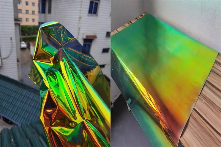 Rainbow Reflective PVC Fabric Laser Plastic Film Waterproof DIY Background Decor Bag Raincoat Coat Clothes Designer Fabric
