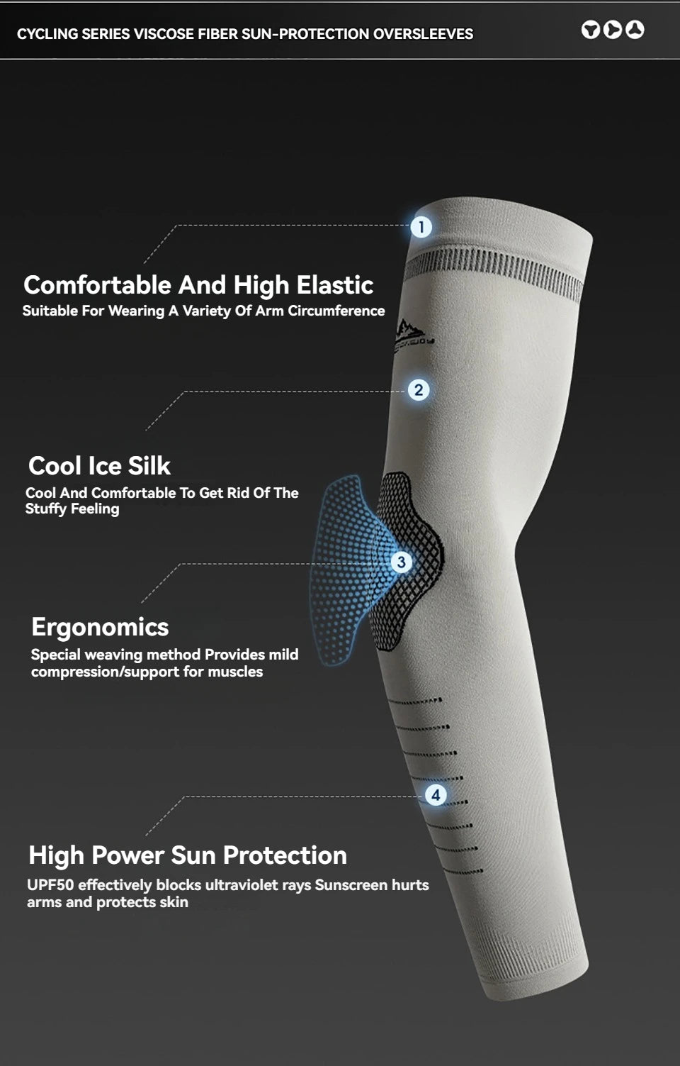 LOOGDEEL Summer UPF50+ Arm Sleeves Cool Feeling Breathable Ice Silk Cycling Sleeve Running Fishing Sunscreen Arm Support Unisex