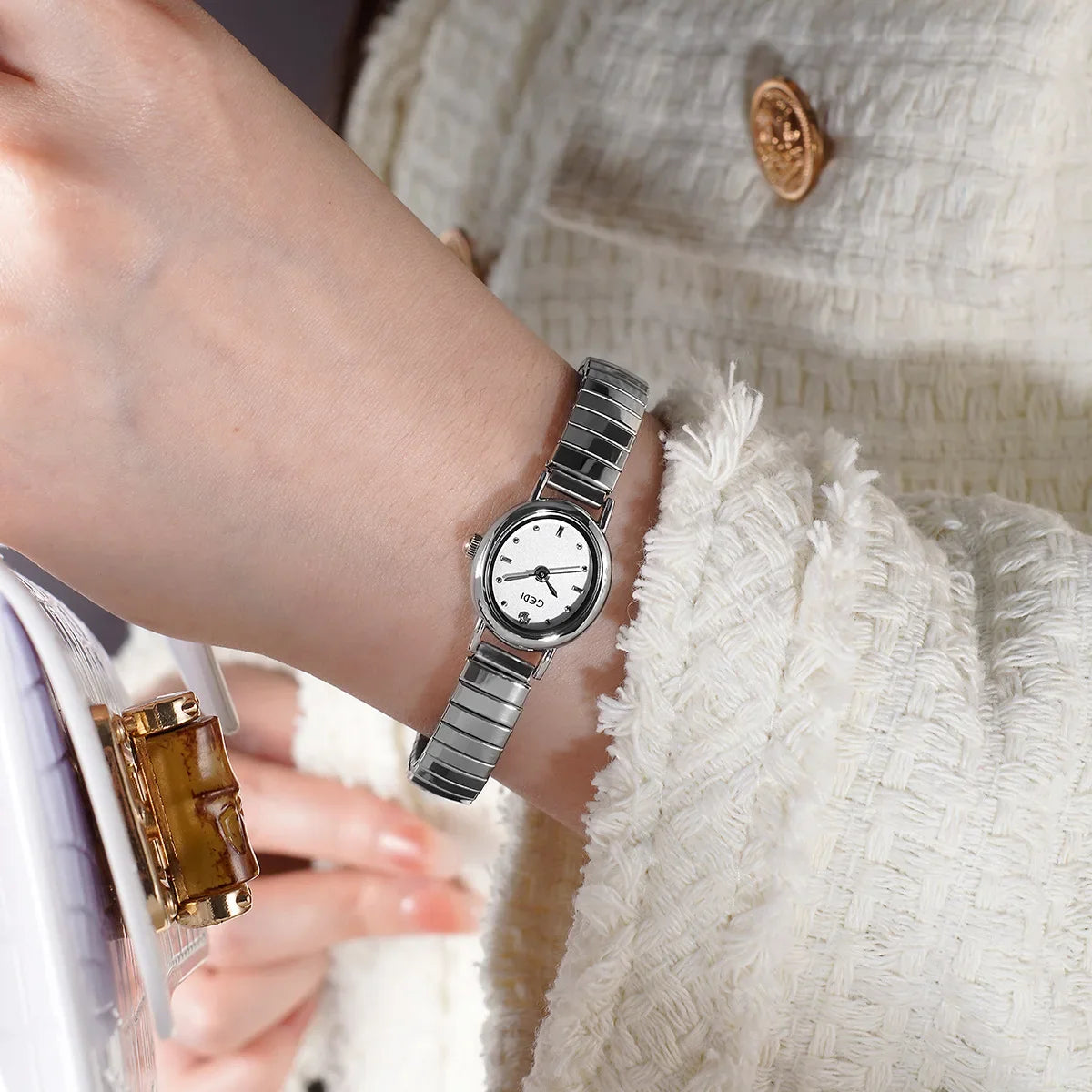 Women Watch for Girls Small Wrist Quartz Reloj Muje Sliver Grey Gold Oval Orologio Ladies Wristwatch Stainless Steel Band Clock