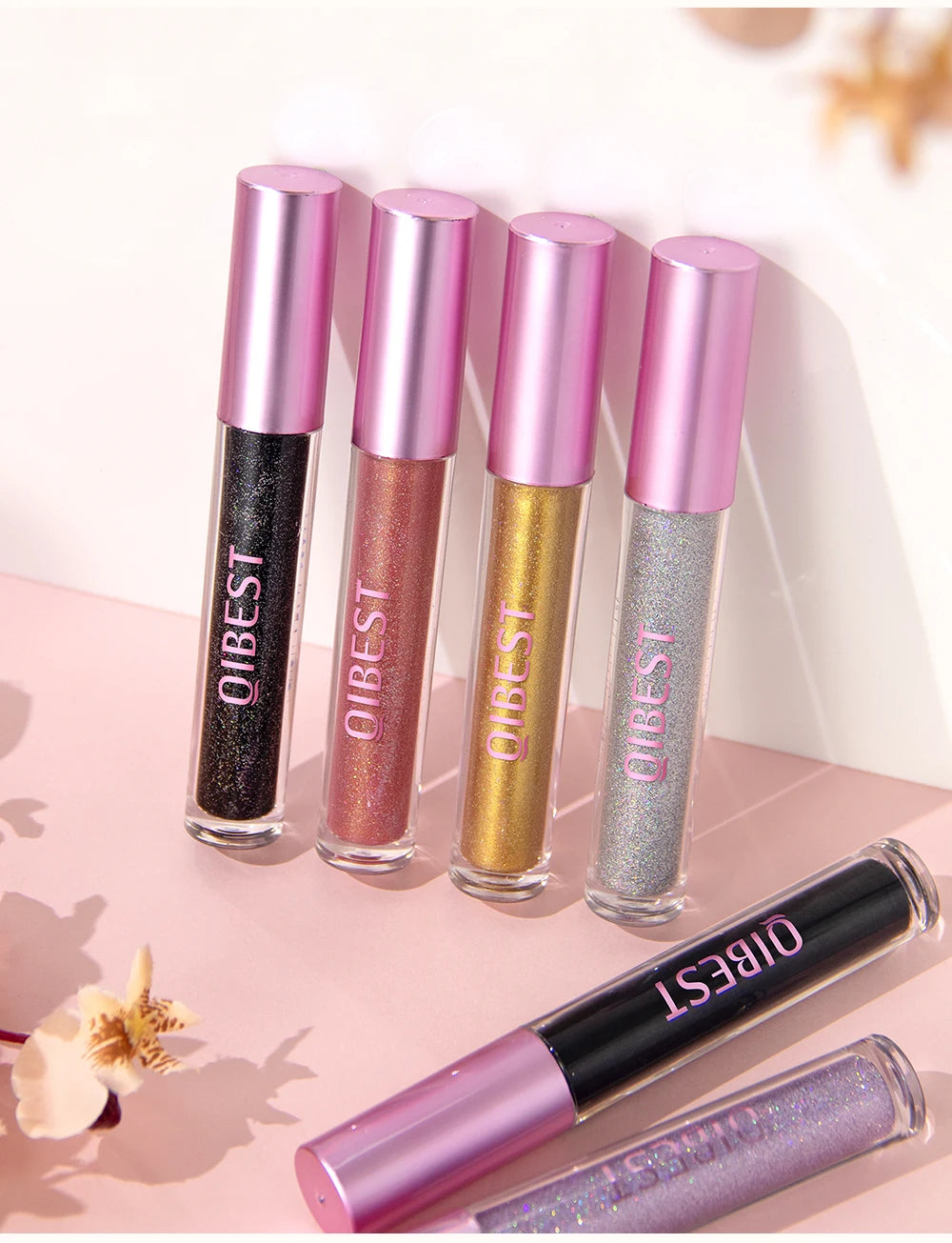 6 Colors Glitter Lipstick Long Lasting Diamond Pearlescent Metallic Lipgloss Black Matte Liquid Lipstick Women Lip Tint Makeup