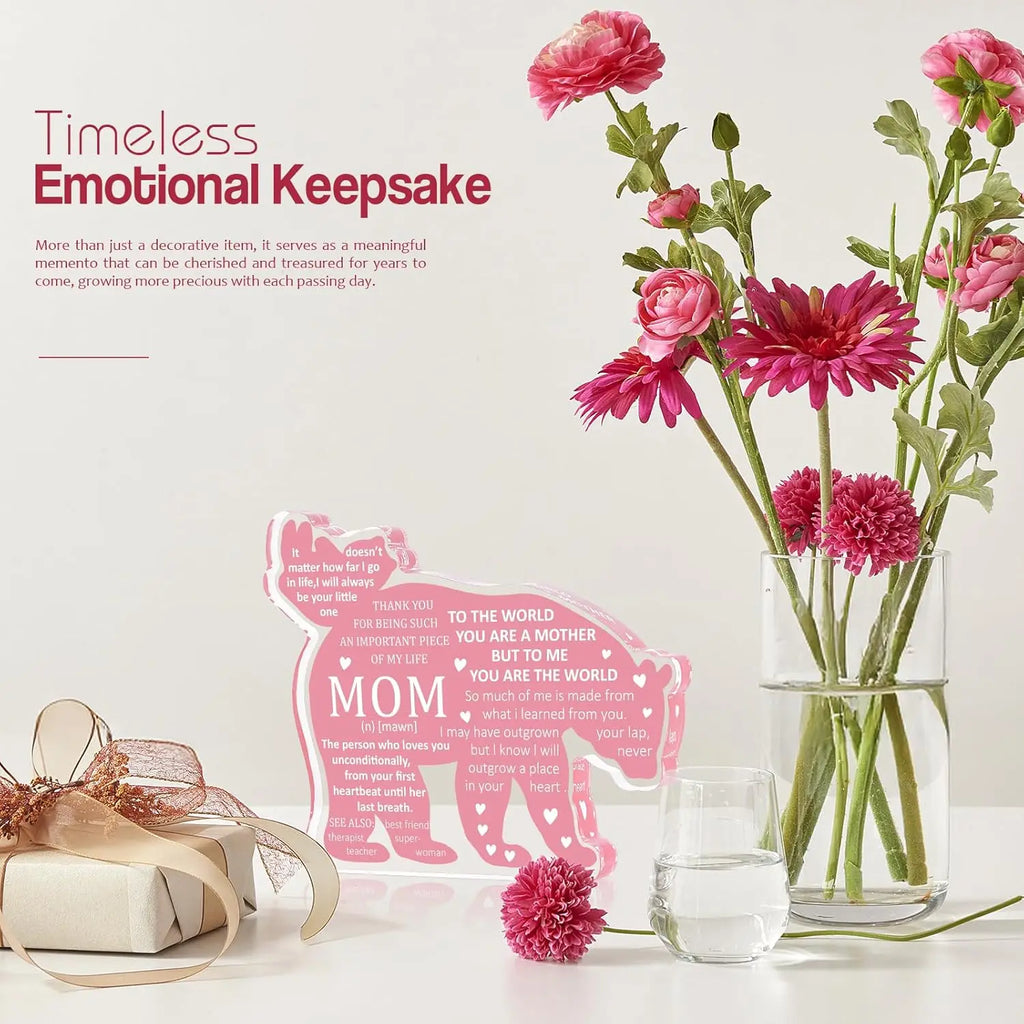 Gifts for Mom - Mothers Day Gift for Mom from Daughter,Son Mother Christmas Birthday Present Mama Bear Plaque Desk