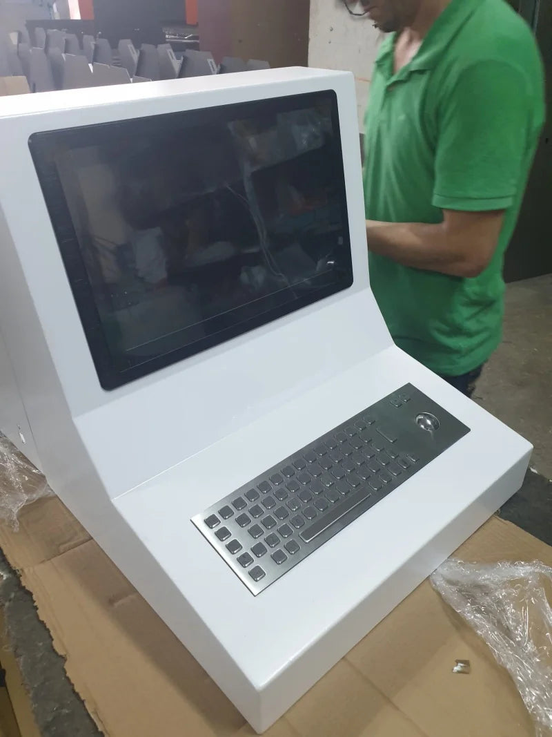 67 Keys IP65 Waterproof Stainless Steel Rear Panel Mount Kiosk Rugged Keyboards Industrial Metal Keyboard With Trackball