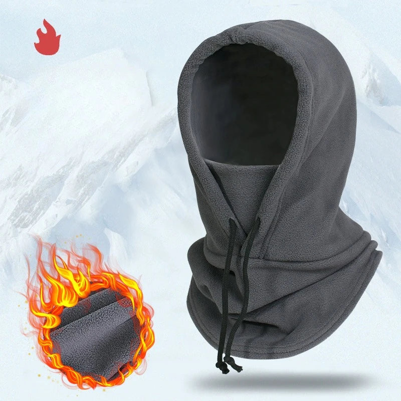 Unisex Winter Balaclava Knit Hooded Windproof Cycling Face Mask with Drawstring Motorcycle Riding Headgear Warm Knitted Caps