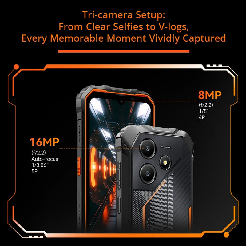 Blackview MARINE 2 Rugged Smartphone 6.56-inch HD+ IPS 90Hz Display 11000mAh 8GB 128GB Android 15 NFC 16MP Camera Cellphone