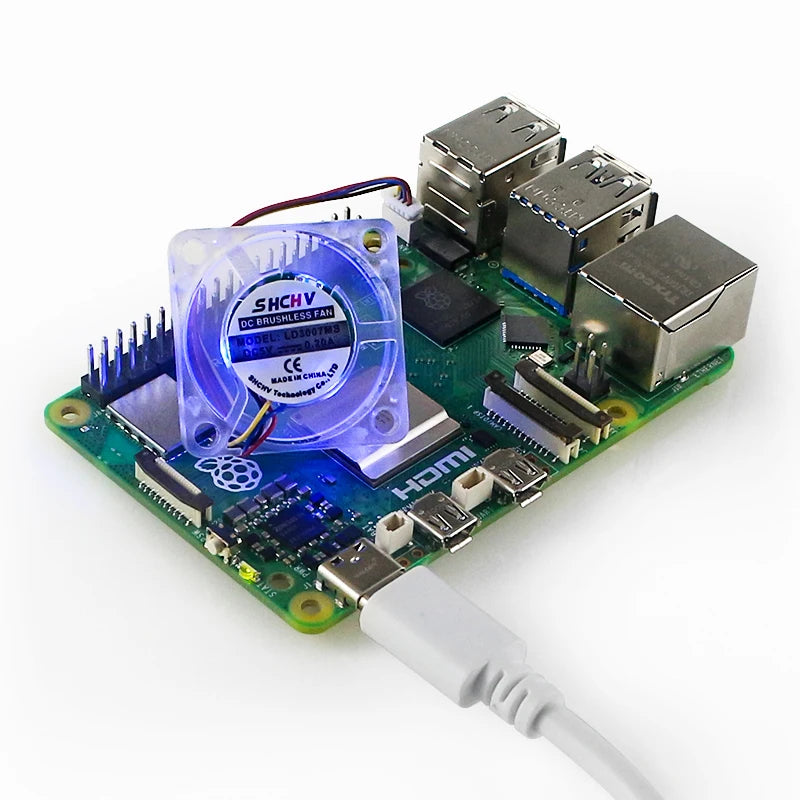 5V 3007 Fan PWM Speed Adjustable CPU Cooling Radiator JST Interface Optional LED with M2.5 Screws Nutsfor Raspberry Pi 5 4G 8G