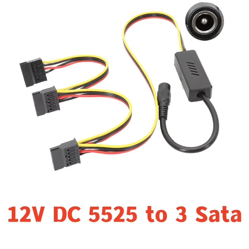 DC 5525 To Hard Disk Cable DC 12V to SATA Hard Disk Cable Step-Down Voltage Regulator DC to SATA/IDE Adapter For NAS Server PC