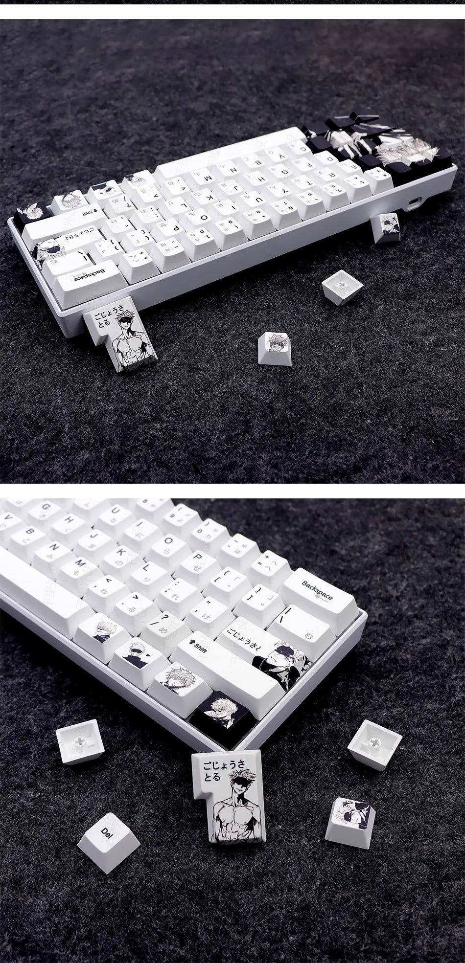Satoru Gojo Theme Anime Keycaps Set PBT Sublimation Keyboard Caps Custom Cherry Profile Keycaps for Mechanical Keyboard 105key
