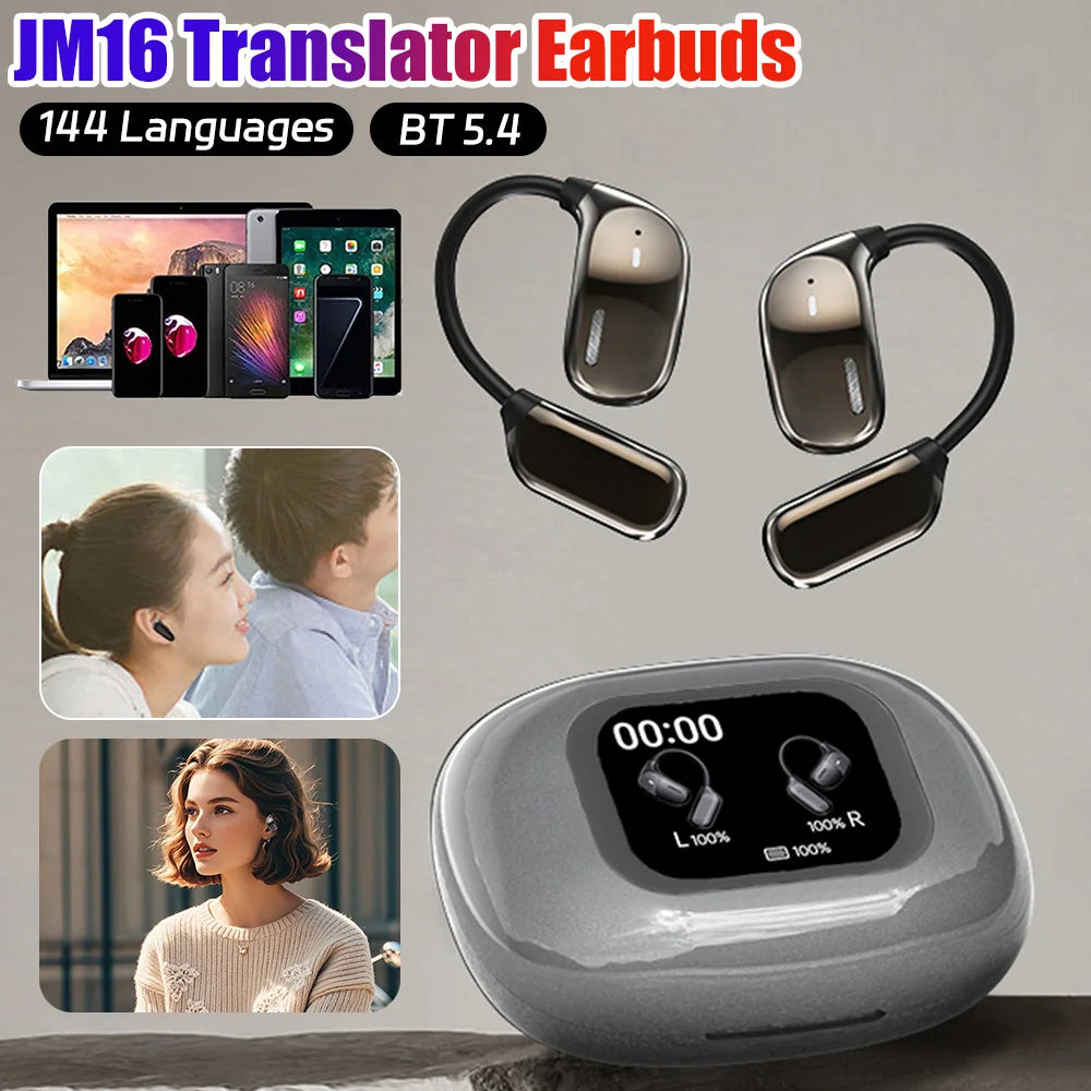 144 Languages Intelligent Translate Earbuds Bluetooth-Compatible 5.4 Real Time Translation Earbuds Ideal for Travel and Business