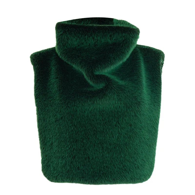 Turtleneck Furry Tank Tops Women Trend Sexy Side Split Chic Fall Trend Midnight Basic Street Furs Hipster Clubwear Vest Crop Top
