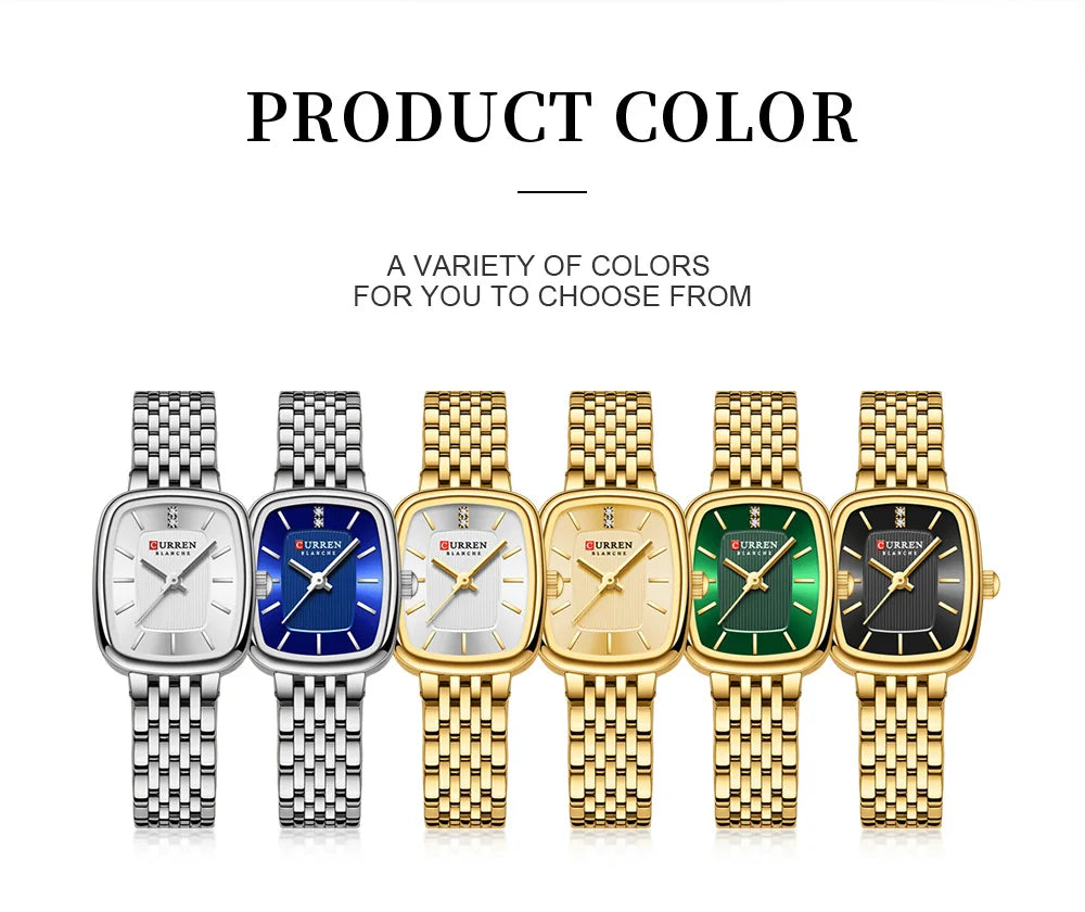 CURREN Fashion Dress Watches for Ladies Simple Quartz Stainless Steel Bracelet Wristwatch