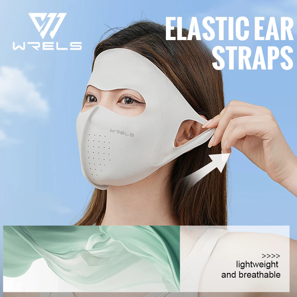 WRELS UV Protection Mask  Ice Silk Sunscreen Mask Breathable Lightweight Cycling Face Mask Anti-UV 400 Facemask For Men Women