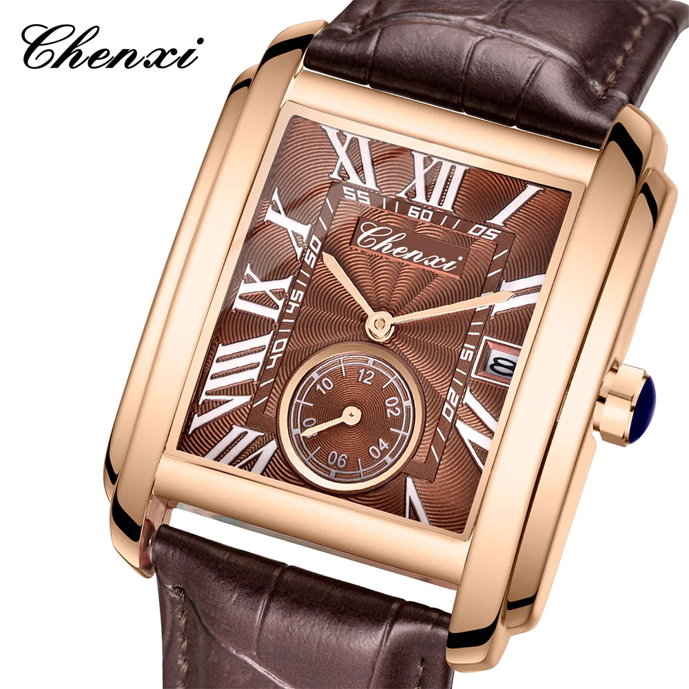 Fashion Business Watches For Men Calendar Display Quartz Watches Waterproof Leather Band Men's Wristwatch