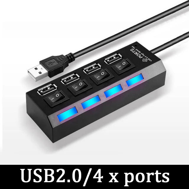 4/7 Port Multi USB 3.0 Power Adapter USB Splitter Hub USB Hub 2.0 USB Multiple Expander Switch 30CM Cable Hub Docking Stations