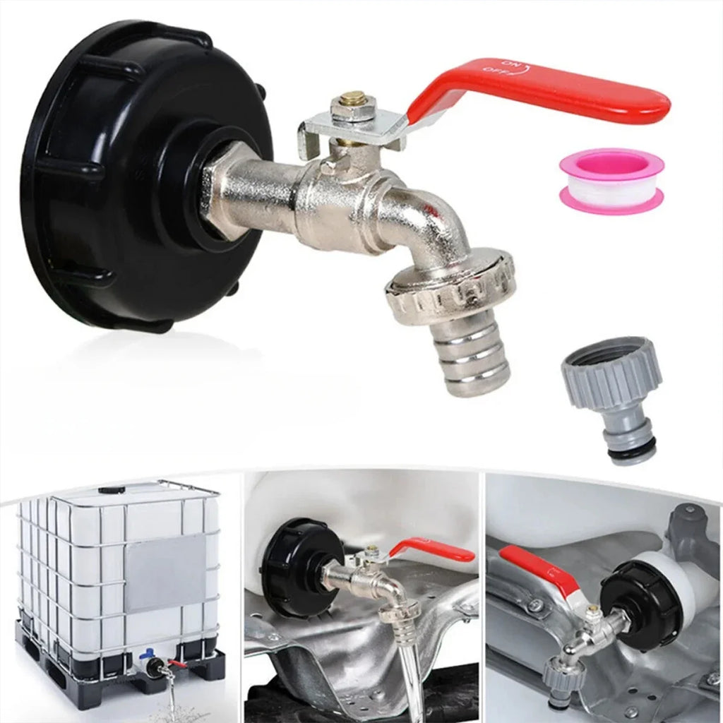IBC Tank Tap Adapter Filter S60 Thread To 15-16mm Garden Hose Connector Faucet Alloy Ball Valve 1000 Liter Rain Barrel Fitting