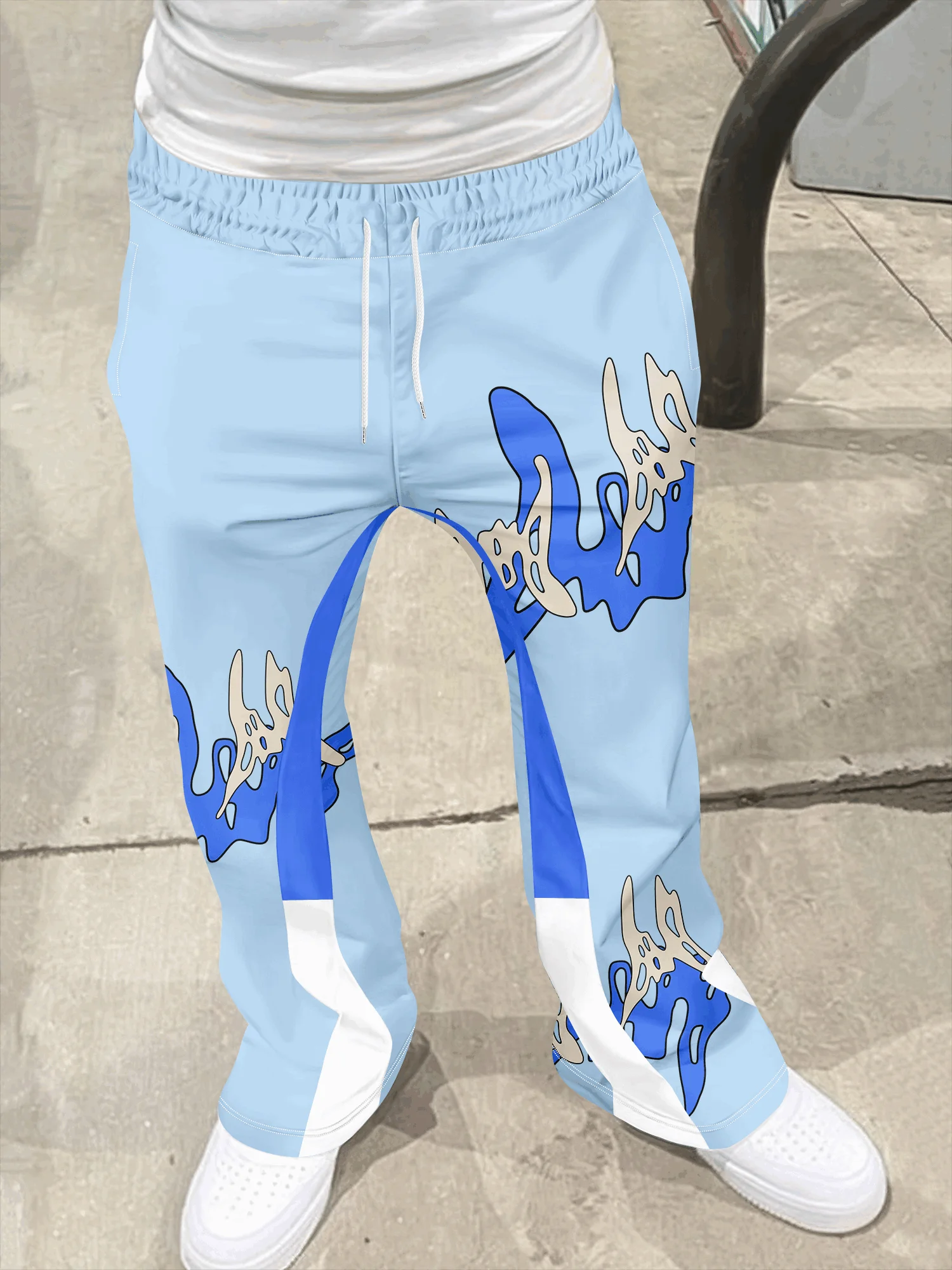 Y2k Flared Pants Men Loose 3D Print Trousers Casual Sweatpants Mid Waist Sporty Female Clothes Streetwear Hip Hop Vintage Pants