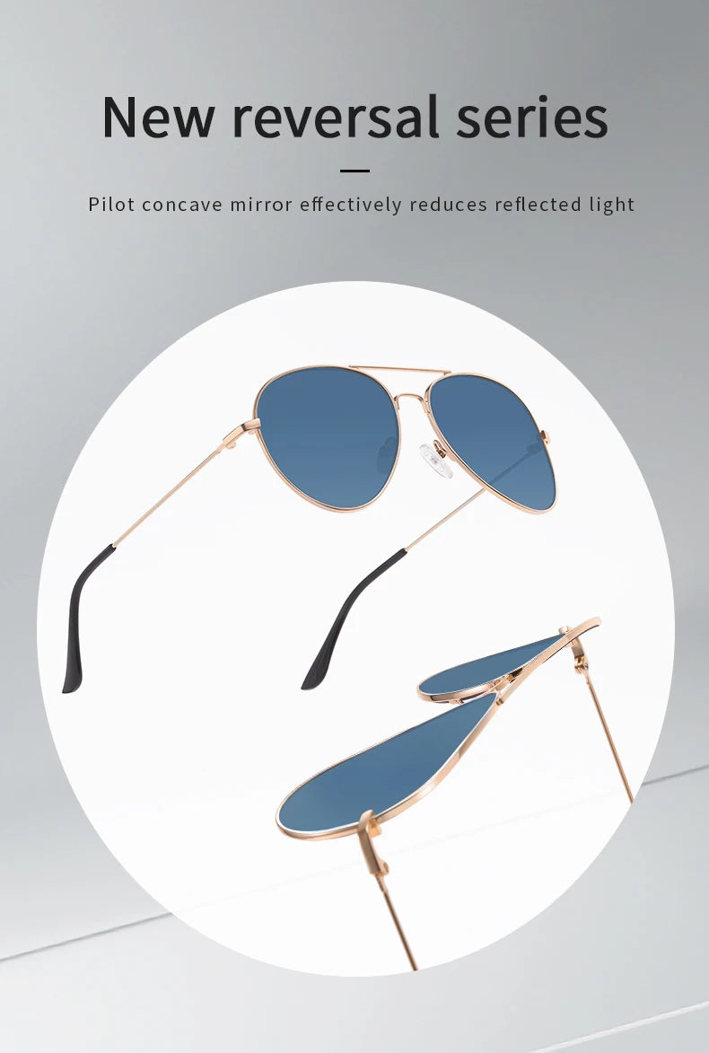 Men Concave Sunglasses Women Anti Rays UV400 Sun Glasses Metal Eyeglasses Frame Pilot Goggles Travel Driving Sunscreen Eyewear