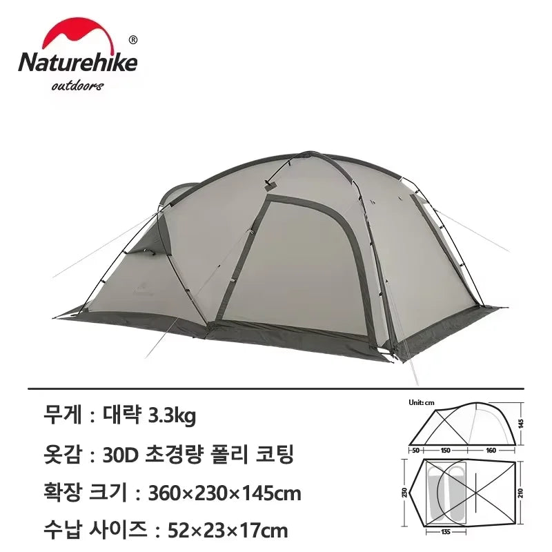 Naturehike Tent 2 Person Outdoor Camping Shelter Ultralight Hiking Awning Tent One Room One Hall Rainproof Sunscreen Travel Tent