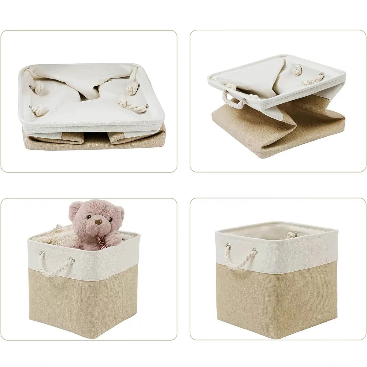 Household Goods Miscellaneous Sorting Basket Splicing Linen Fabric Storage Basket Miscellaneous Toy Storage Box