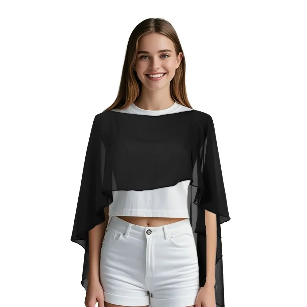 New Fashion Soft Wedding Capes Long Solid Color Chiffon Shrug Sunscreen Wraps Womens Ladies