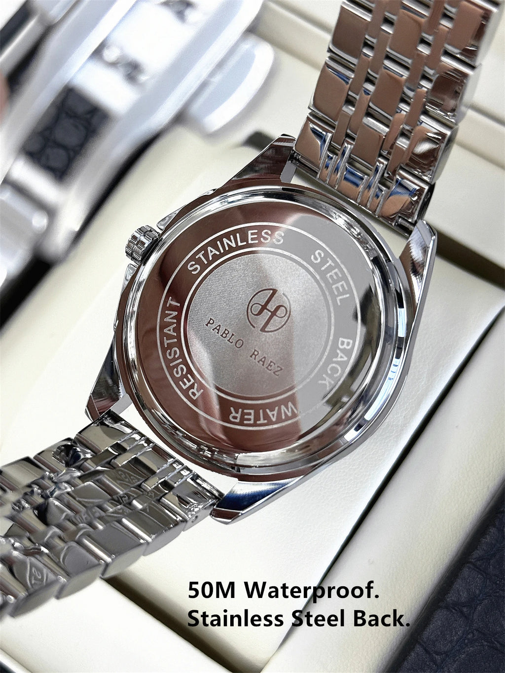 PABLO RAEZ Luxury Watch Business 50 ATM Waterproof Male Clock Luminous Date Stainless Steel Square Quartz Men Watches