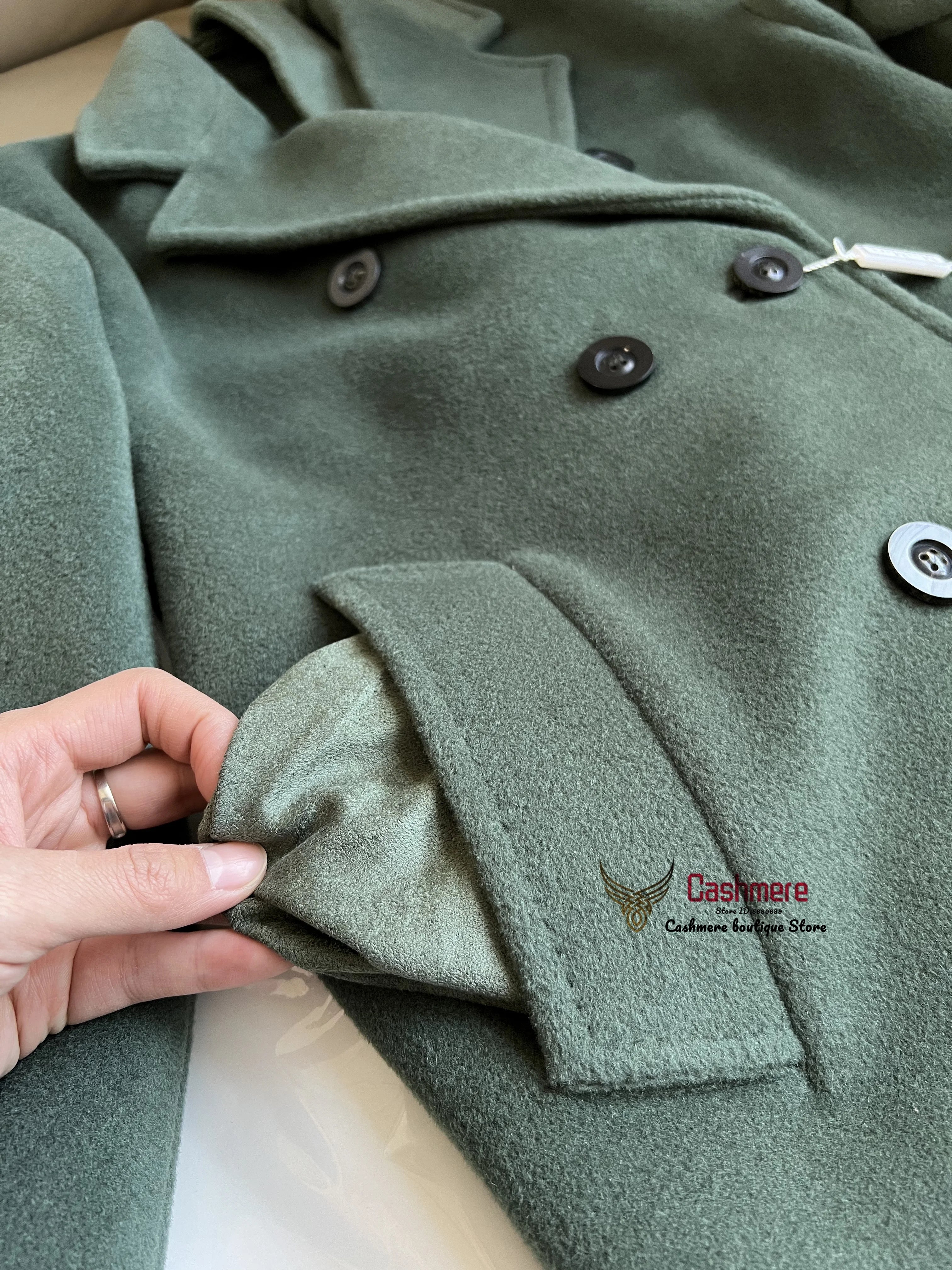 High-end Winter Cashmere Coat Women Camel Color Long Black Wool Coat Classic Double-breasted Lace-up Coat Gray Red Coat Female