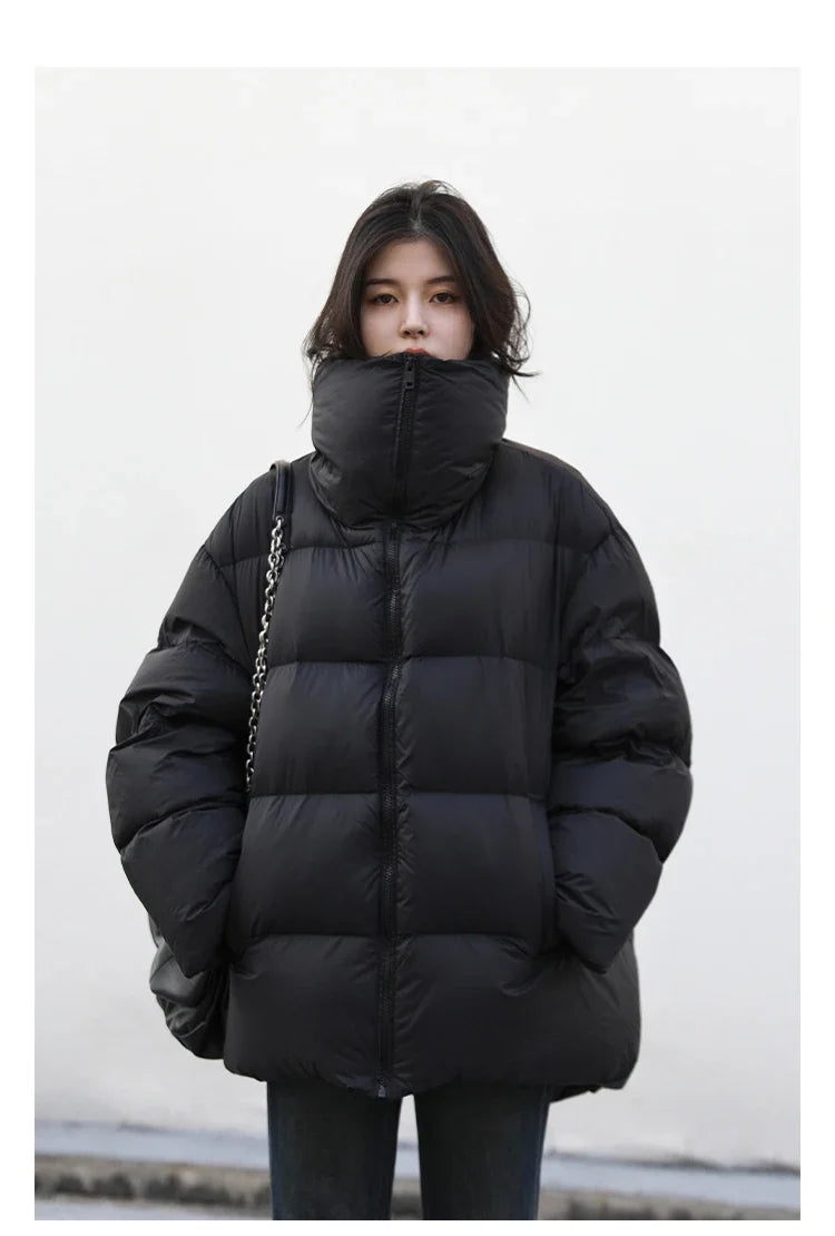CHIC VEN Women's Down Coats Korean Stand Collar Simple Solid Color Warm Casual Jackets Soft Fashion Female Clothing Winter 2025