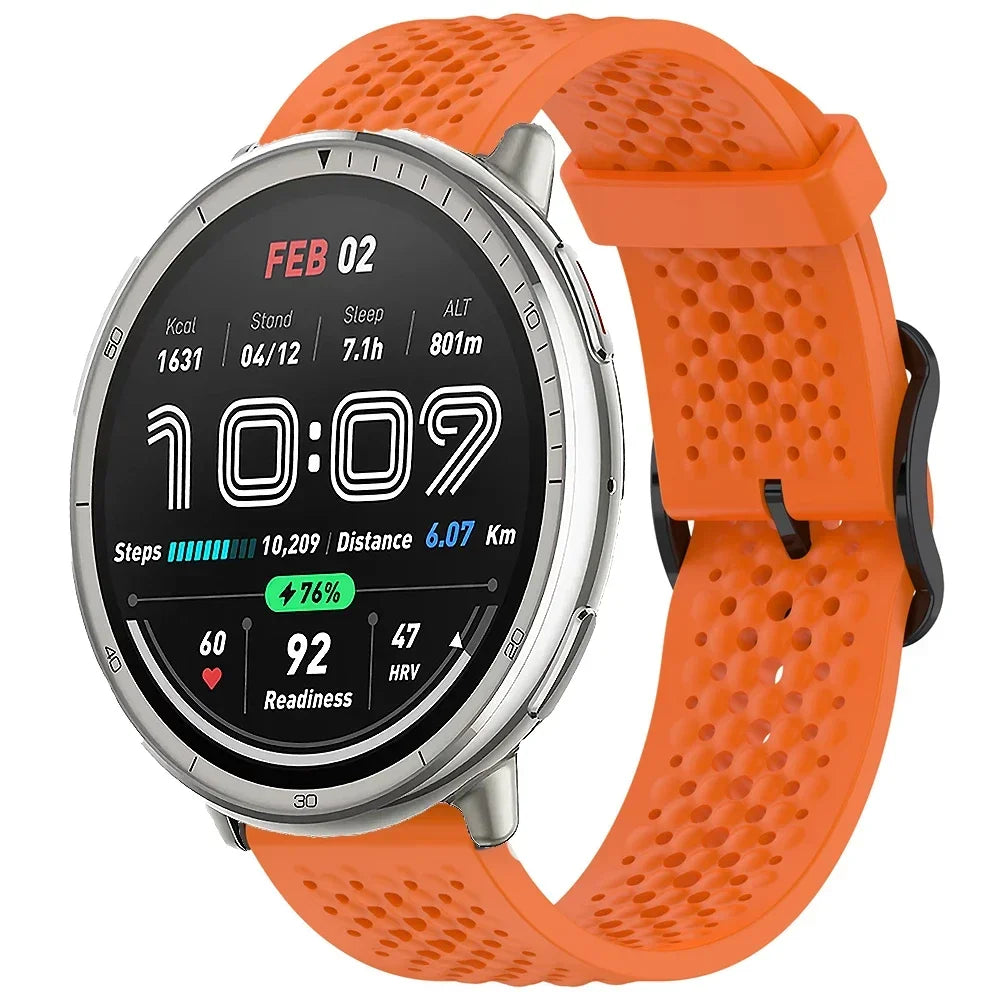 20mm 22mm Silicone Strap For Amazfit Active 2/GTS 4/3/2 Sports Breathable Bracelet Wristband Amazfit Bip 6/5 GTR 4/3 Accessories