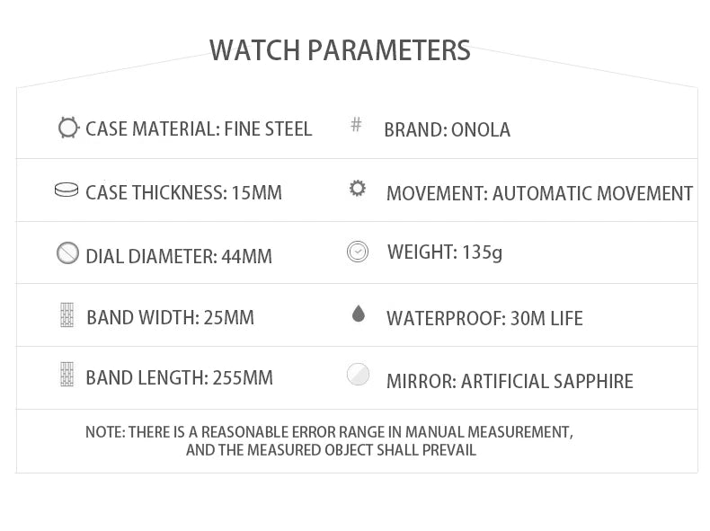2022 New Men's Automatic Mechanical Watch ONOLA Fashion Unique Luxury Diamond Inlaid Design Waterproof Silicon Tape Watches Men
