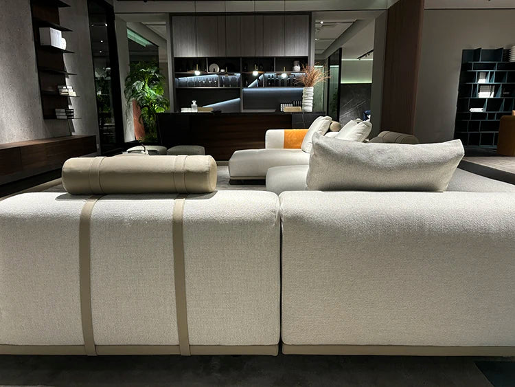 Living Room Furniture Premium Modern Luxury L-Shaped Sofa Set Custom Size Nordic Beige White Villa Home Furniture
