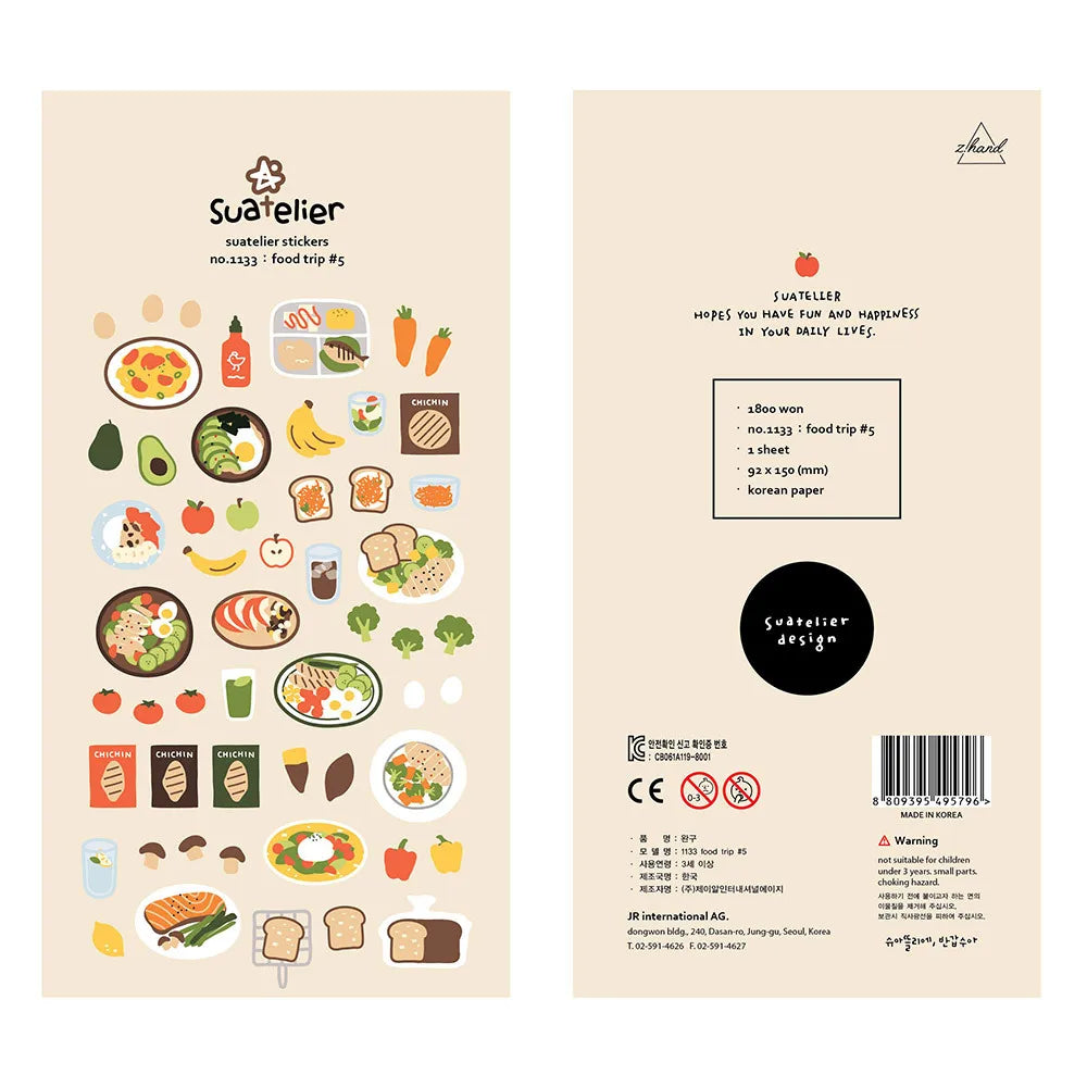 Korean Import Suatelier Brand Fresh Flower Food Cartoon Stickers Scrapbooking Diy Journal Stationery Sticker Deco Aesthetic Gift